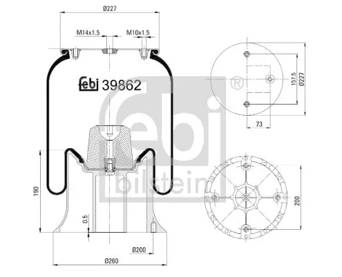 Febi Air Bag Suspension Spring For Scania 3 - Series 4 - Series G P R T