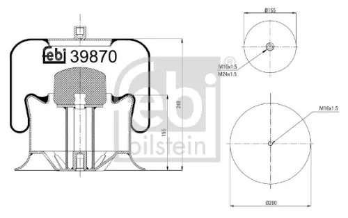 FEBI BILSTEIN FEBI BILSTEIN 39870 Febi Rear Air Bag Suspension Spring For Mercedes-benz Econic 