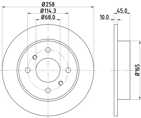 1x  MINTEX Brake Disc MDC1006C 258