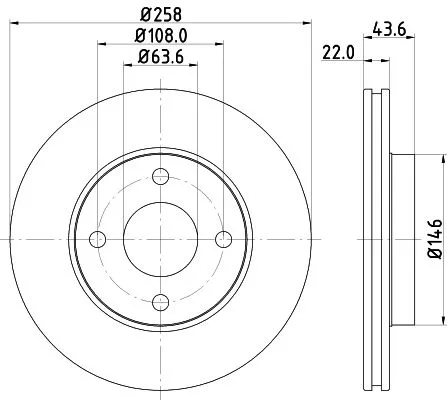 1x  MINTEX Brake Disc MDC1030C 258