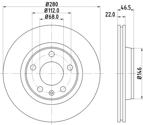 1x  MINTEX Brake Disc MDC1031C 280