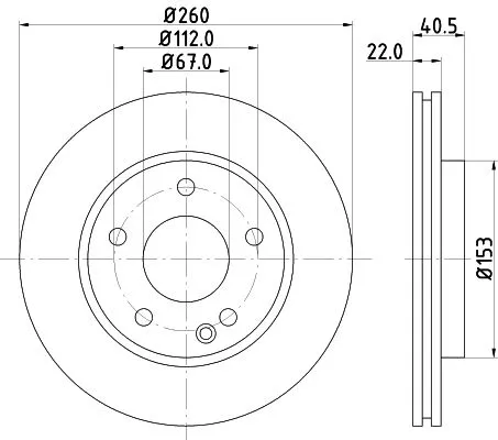 1x  MINTEX Brake Disc MDC1035 260