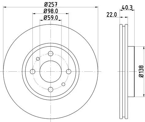 1x  MINTEX Brake Disc MDC1084C 257