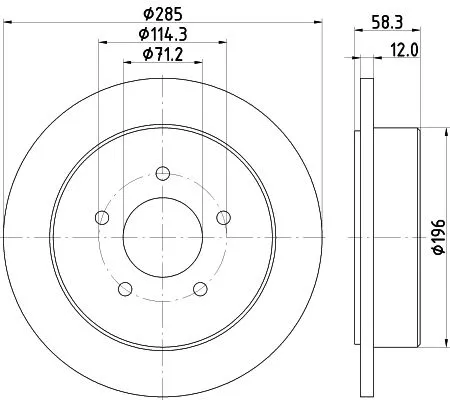 1x  MINTEX Brake Disc MDC1335 285