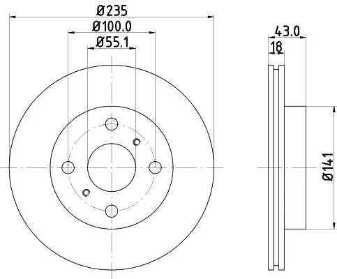 1x  MINTEX Brake Disc MDC1392C 235