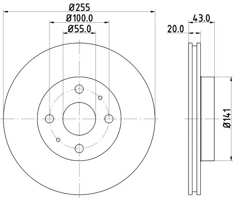 1x MINTEX MDC1394 Brake Disc