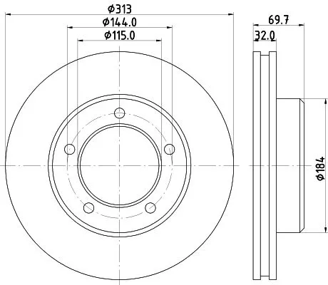 1x  MINTEX Brake Disc MDC1407 313