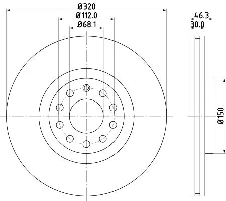 1x  MINTEX Brake Disc MDC1444C 320