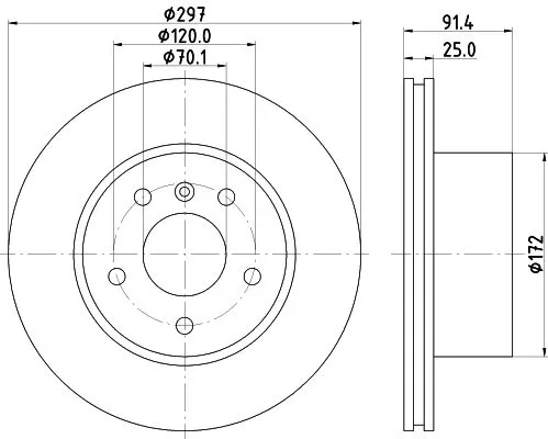 1x MINTEX MDC1445 Brake Disc
