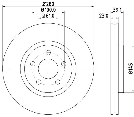 1x  MINTEX Brake Disc MDC1449 280