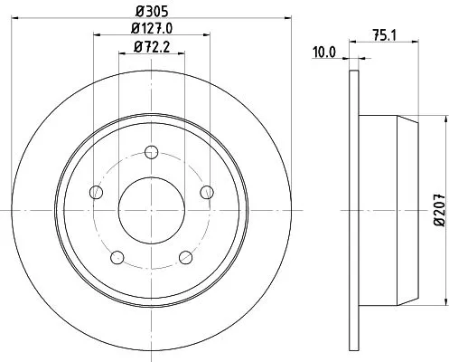 1x  MINTEX Brake Disc MDC1489 305
