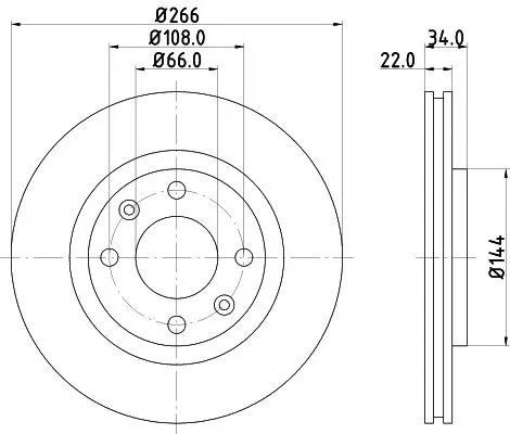 1x  MINTEX Brake Disc MDC1491C 266