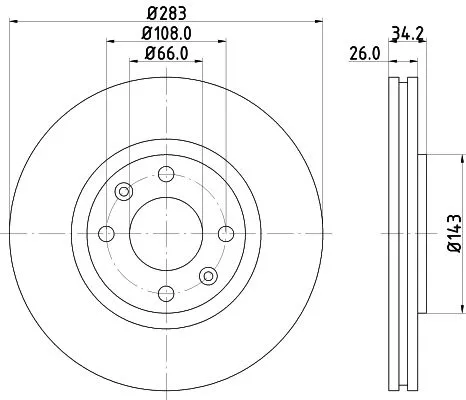 1x  MINTEX Brake Disc MDC1492C 283