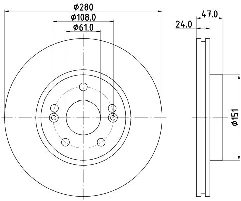 1x  MINTEX Brake Disc MDC1533 280