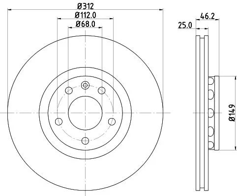 1x  MINTEX Brake Disc MDC1540C 312