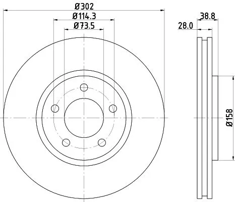 1x  MINTEX Brake Disc MDC1554 302