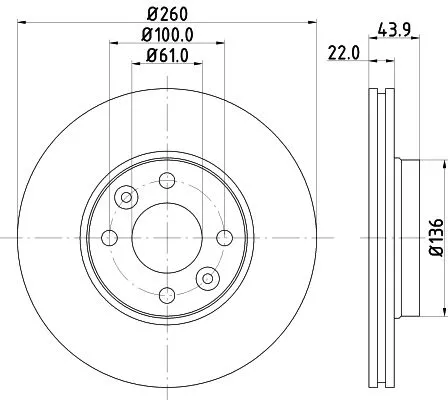 1x  MINTEX Brake Disc MDC1607C 260