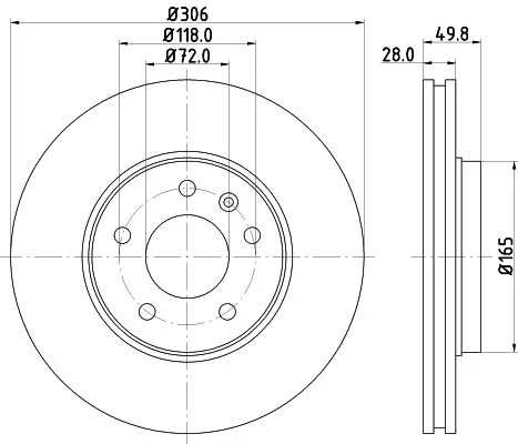 1x  MINTEX Brake Disc MDC1608C 306