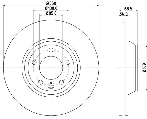 1x  MINTEX Brake Disc MDC1611LC 350