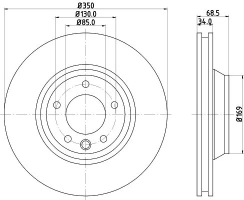 1x  MINTEX Brake Disc MDC1611RC 350