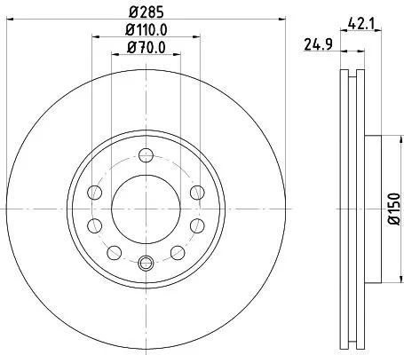 1x  MINTEX Brake Disc MDC1632C 285