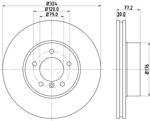 1x  MINTEX Brake Disc MDC1659C 324