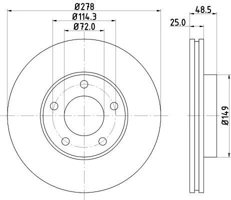 1x  MINTEX Brake Disc MDC1691 278