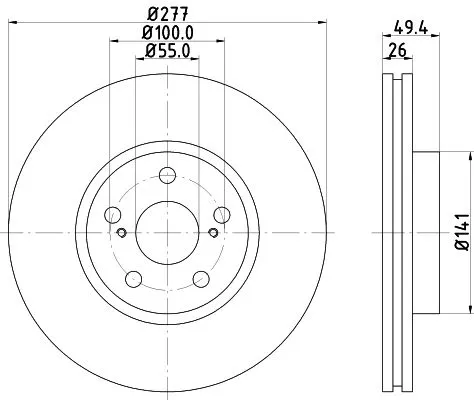 1x  MINTEX Brake Disc MDC1694C 277