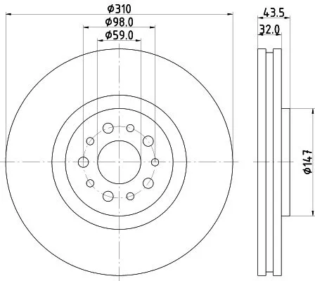 1x  MINTEX Brake Disc MDC1712 310