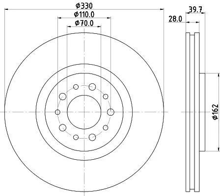 1x  MINTEX Brake Disc MDC1740 330