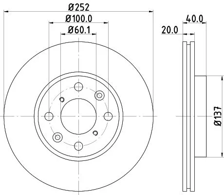 1x  MINTEX Brake Disc MDC1756C 252