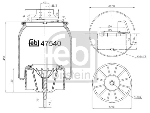Febi Front Right Air Bag Suspension Spring For Iveco Eurostar Eurotech Mp S