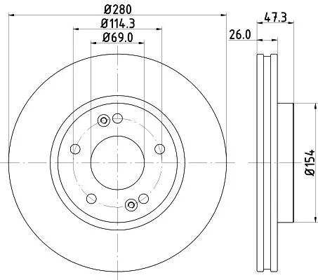 1x  MINTEX Brake Disc MDC1780C 280