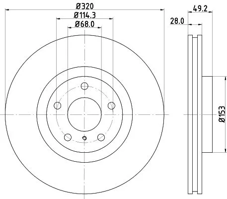 1x  MINTEX Brake Disc MDC1829 320