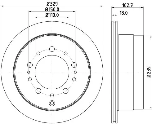 1x  MINTEX Brake Disc MDC1871 329