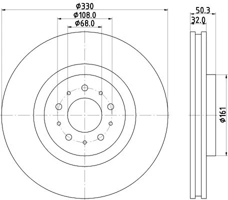 1x  MINTEX Brake Disc MDC1938 330