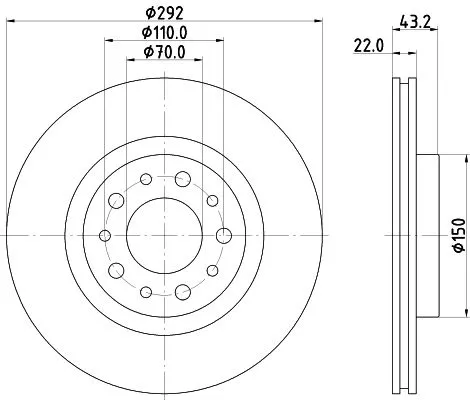 1x  MINTEX Brake Disc MDC1994 292