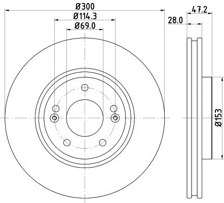 1x  MINTEX Brake Disc MDC2043 300
