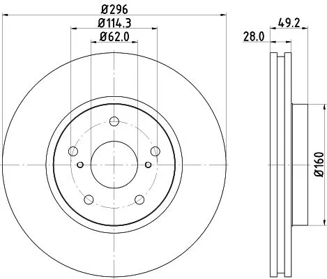 1x  MINTEX Brake Disc MDC2086 296