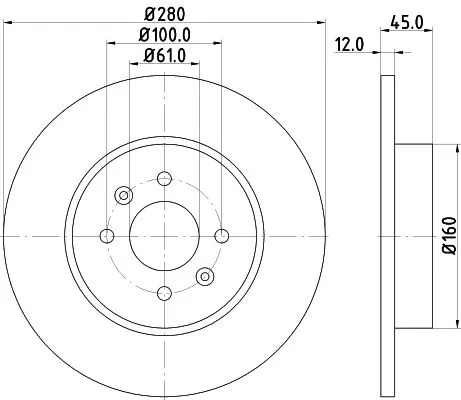 1x  MINTEX Brake Disc MDC2094 280
