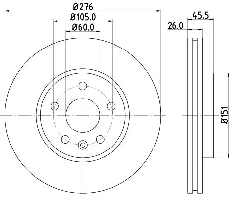 1x  MINTEX Brake Disc MDC2131 276