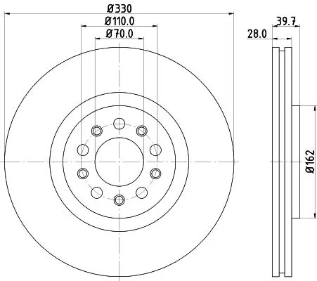 1x  MINTEX Brake Disc MDC2158 330
