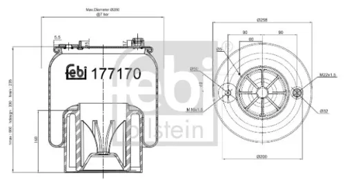 Febi Rear Air Bag Suspension Spring For Mercedes-benz Actros Mp4 / Mp5 Anto