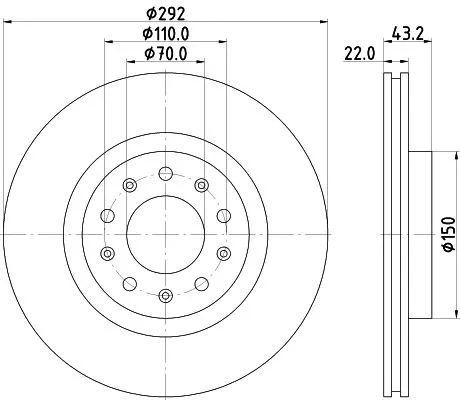 1x  MINTEX Brake Disc MDC2160 292