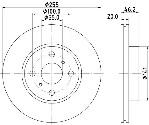 1x  MINTEX Brake Disc MDC2172 255