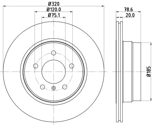 1x  MINTEX Brake Disc MDC2186 320