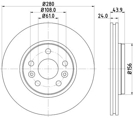 1x  MINTEX Brake Disc MDC2238 280