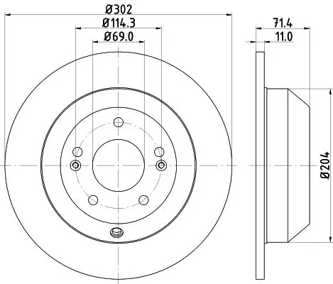1x MINTEX MDC2245 Brake Disc