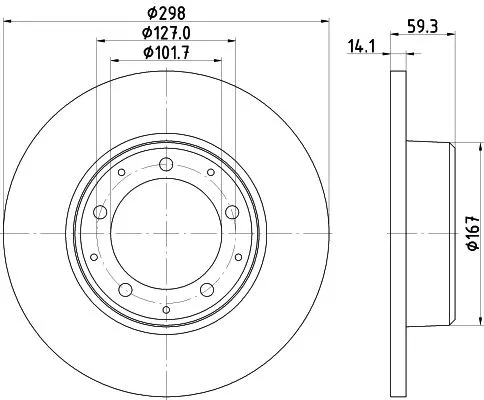 1x MINTEX MDC2259 Brake Disc