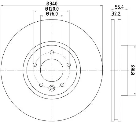 1x  MINTEX Brake Disc MDC2261 340